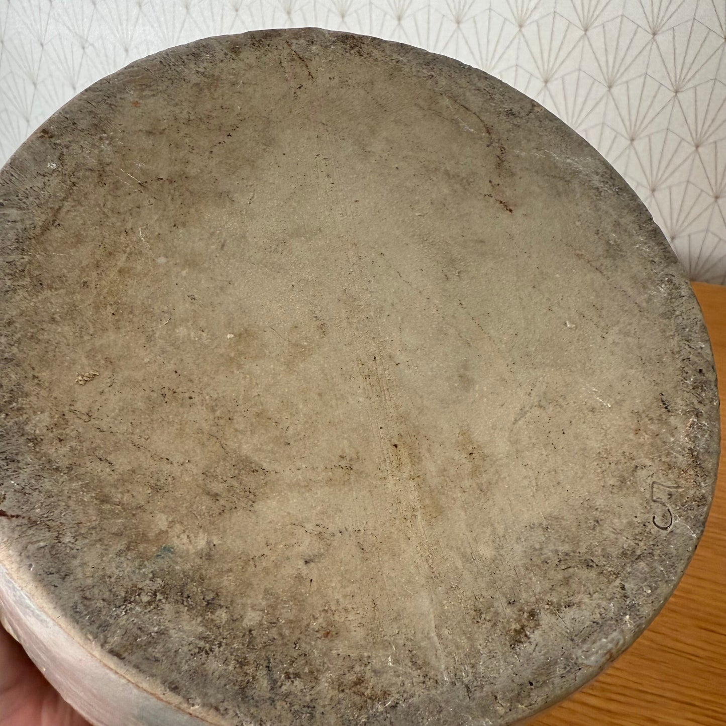 Handmade Glazed Grey Vintage French Confit Grease Pot Stoneware 2205251