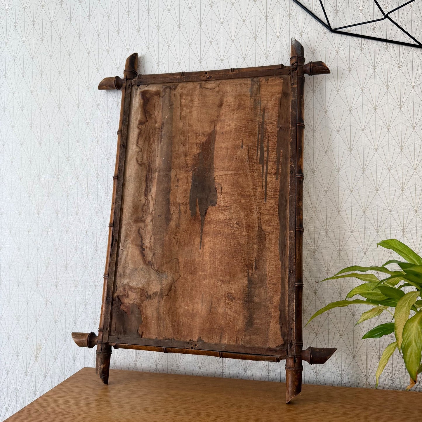 French Faux Bamboo Mirror Vintage Wood Frame Wall Mount 22x31" 10062613