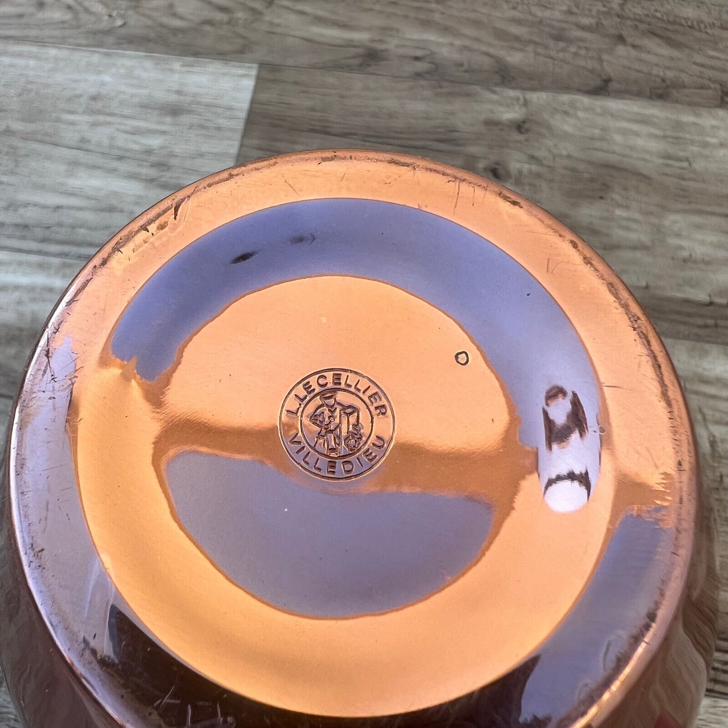 Vintage French Villedieu Copper Flower Vase Pitcher stamped 26052229 - Fleamarketfrance