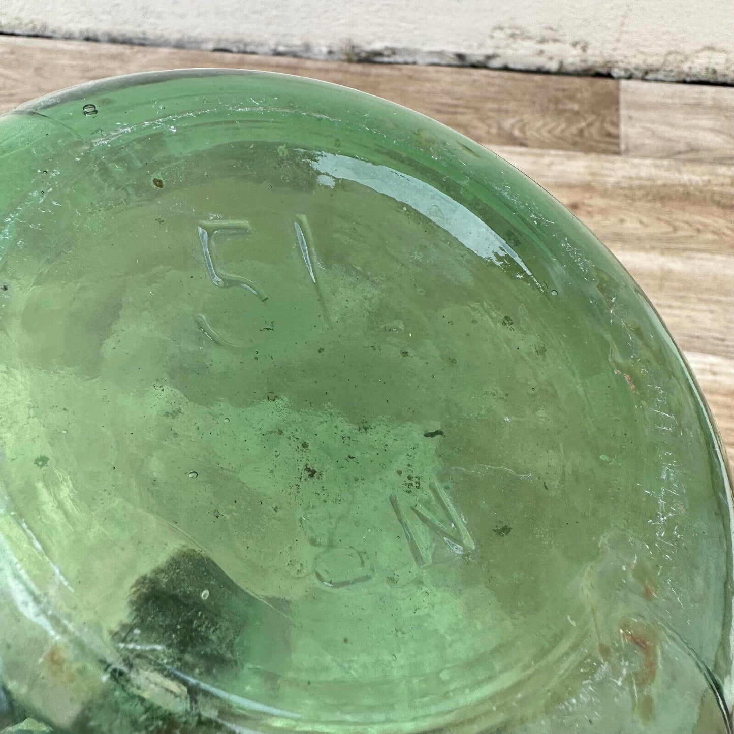 Old French Green Dame Jeanne Demi John Carboy Bottle bonbonne BLOWN 12" 1209242 Fleamarketfrance