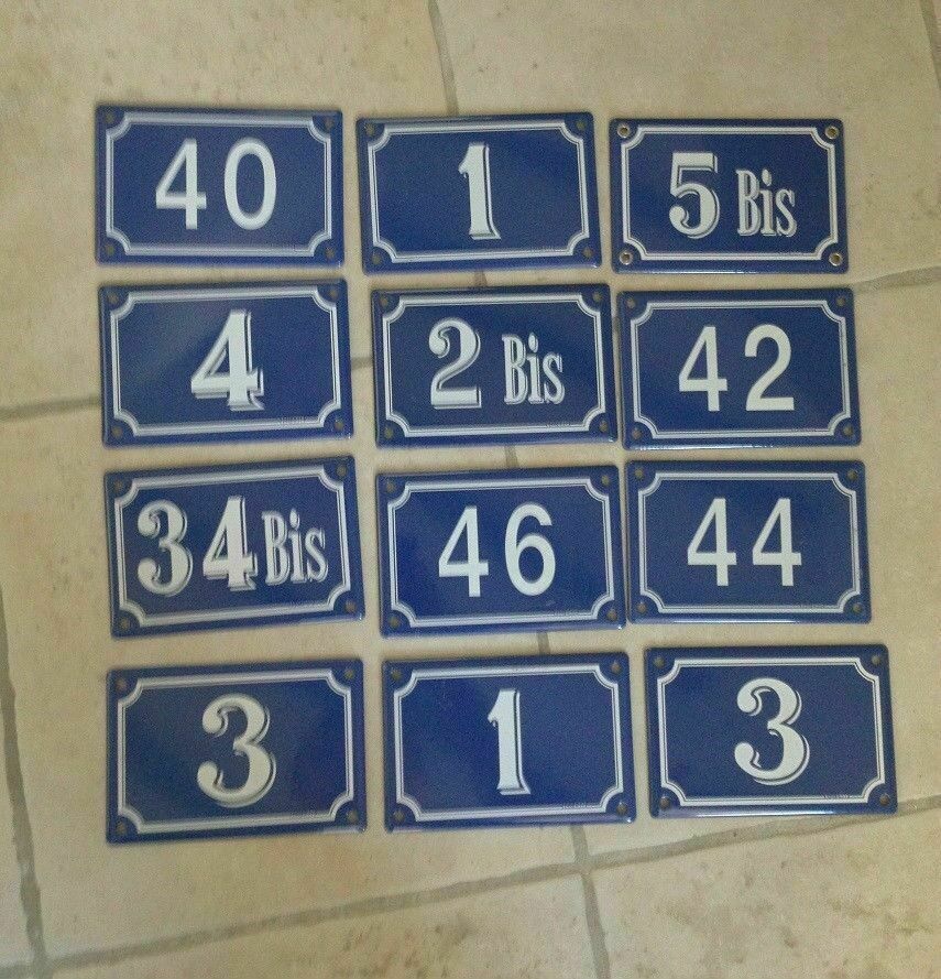 Vintage French Enamel House Numbers Blue White 10x15cm Street Signs Unbranded