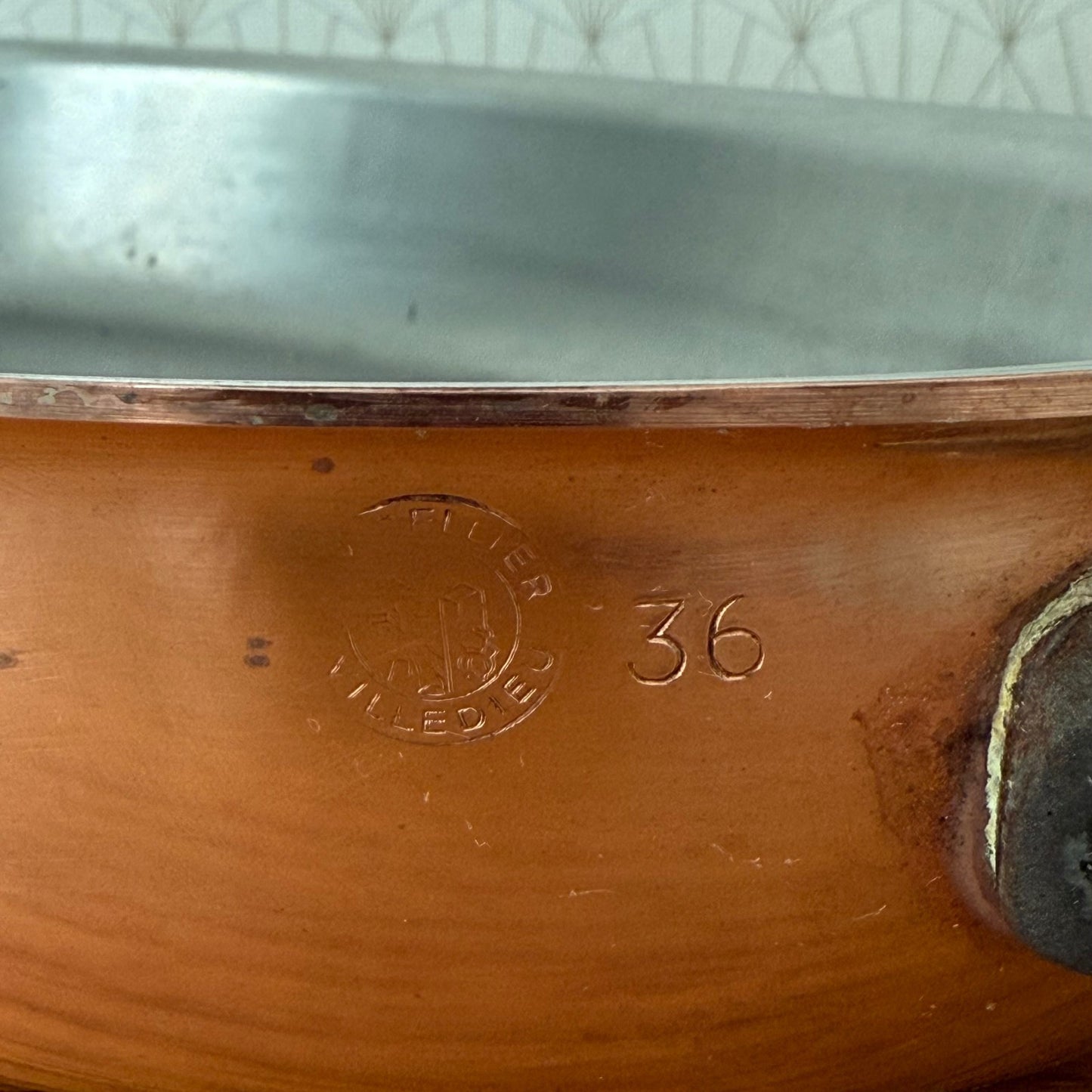 French Copper Cookware fish pan Pan Brass ovale MADE IN FRANCE VILLEDIEU 3008251