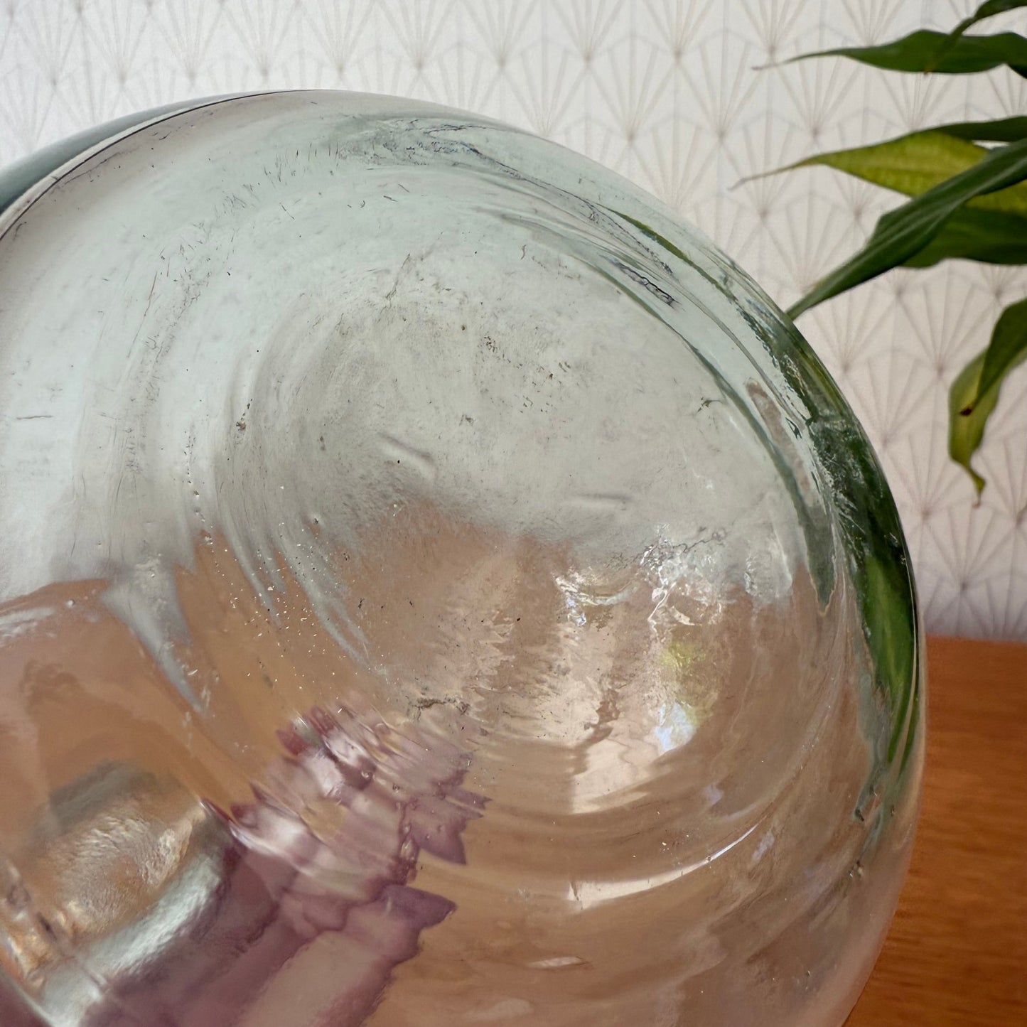 Old French clear glass Dame Jeanne Demi John Bottle bonbonne 1907258