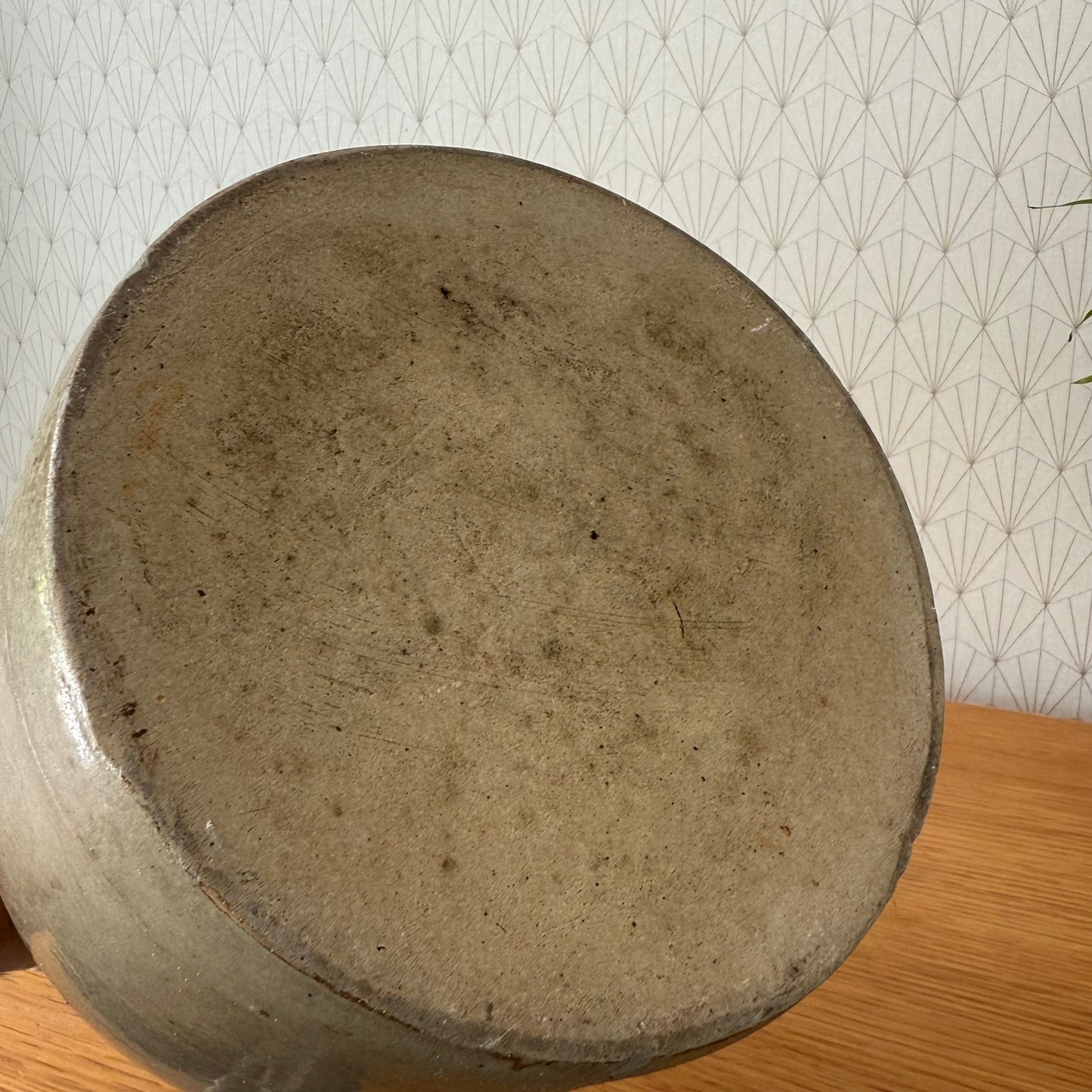 Handmade Glazed Grey Vintage French Confit Grease Pot Stoneware 2307259