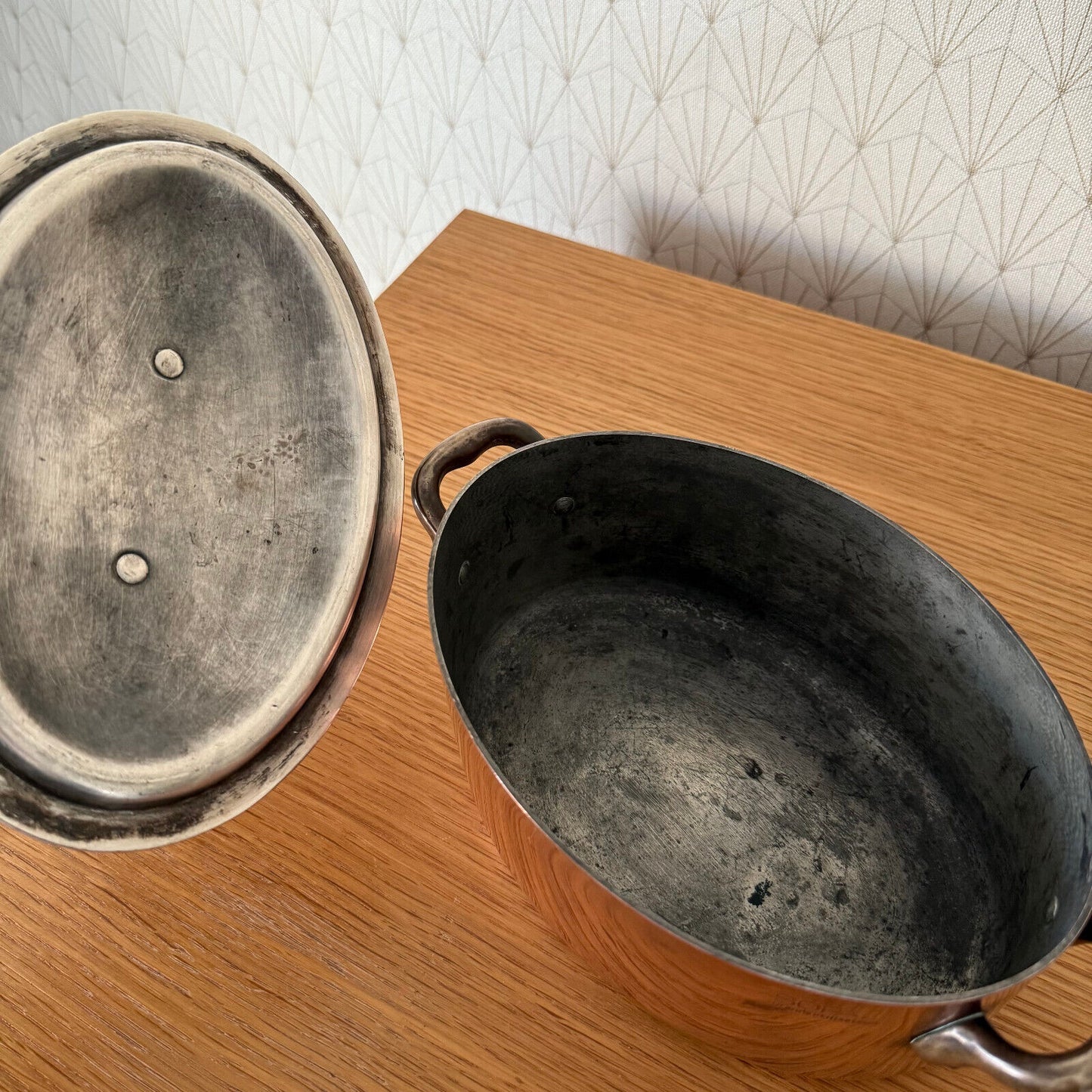 Vintage French stock pot Vtg Copper Cookware made in france 8 1/2" 0304258