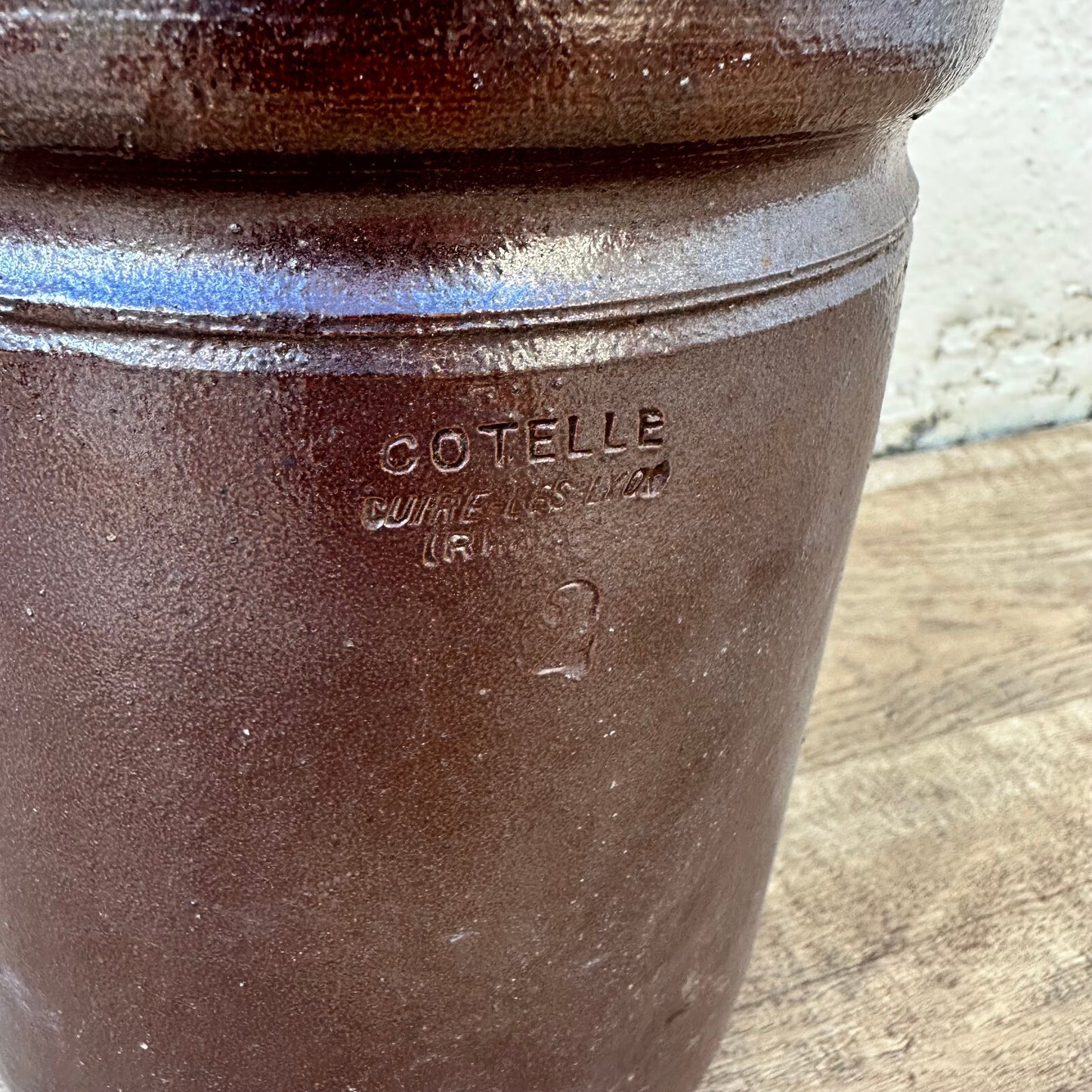 HANDMADE GLAZED BROWN ANTIQUE FRENCH CONFIT JAM POT BIG STONEWARE LYON 0712239 Unmarked