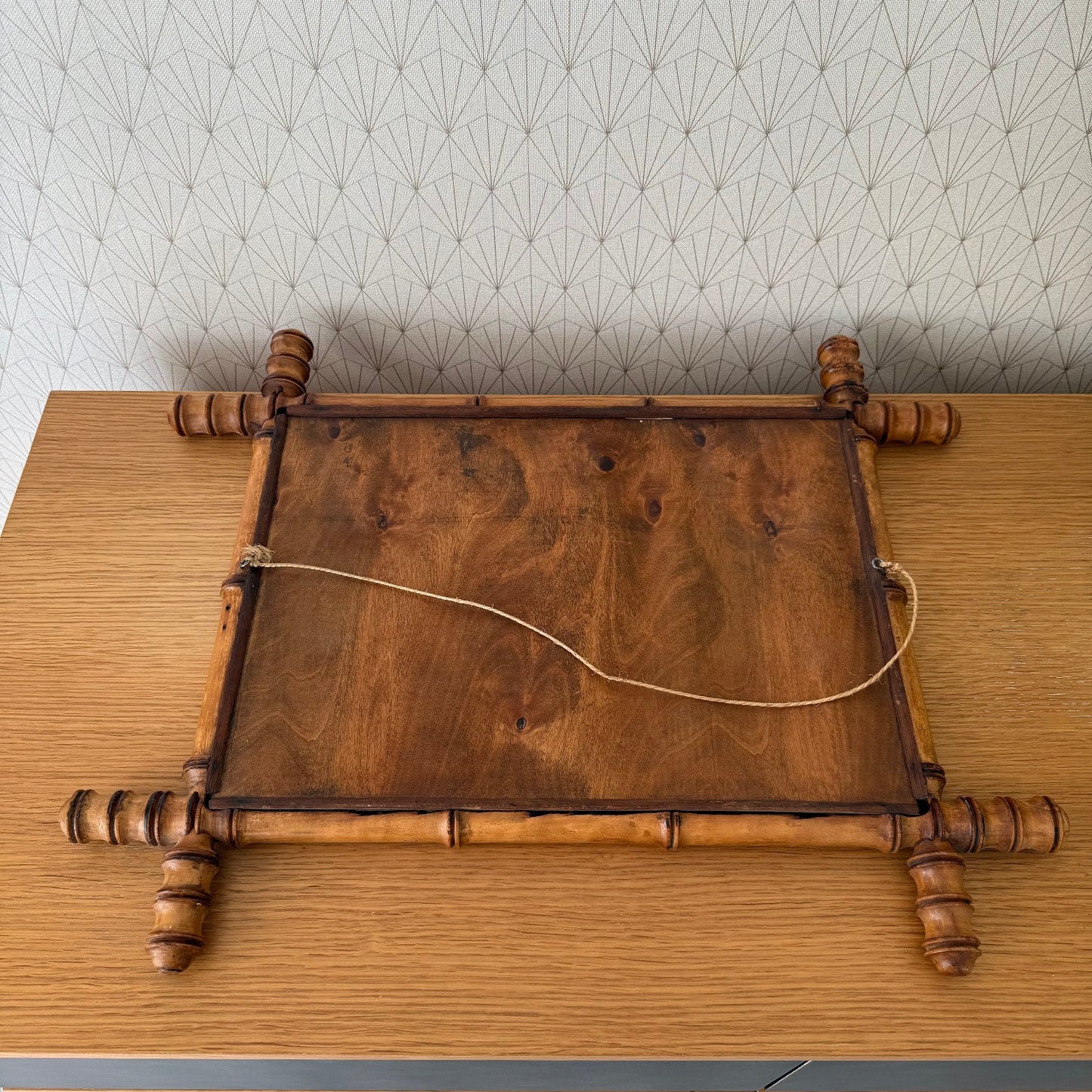 Vintage French wood faux bamboo WALL-HANGING MIRROR 1707252 Fleamarketfrance