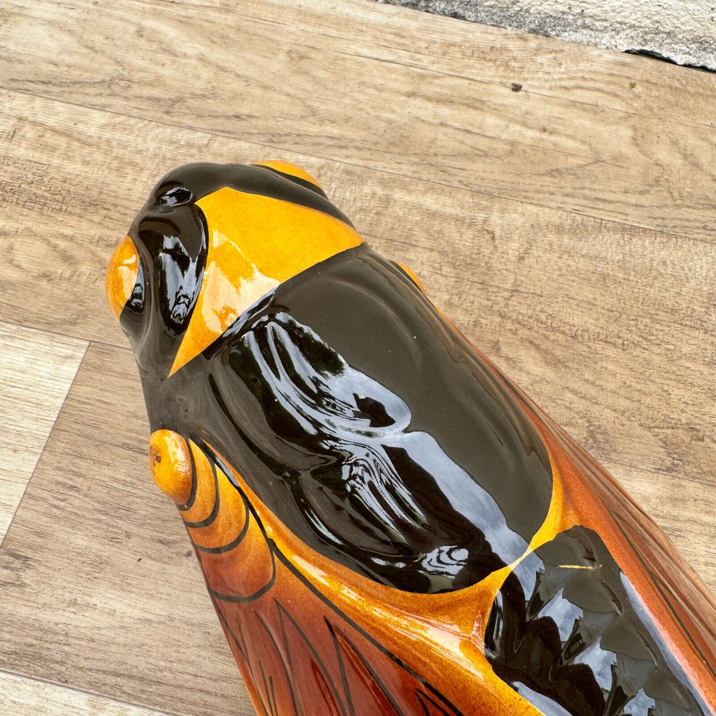 Vintage French MAJOLICA CICADA WALL POCKET VASE Provence BIG 0605246 Unmarked