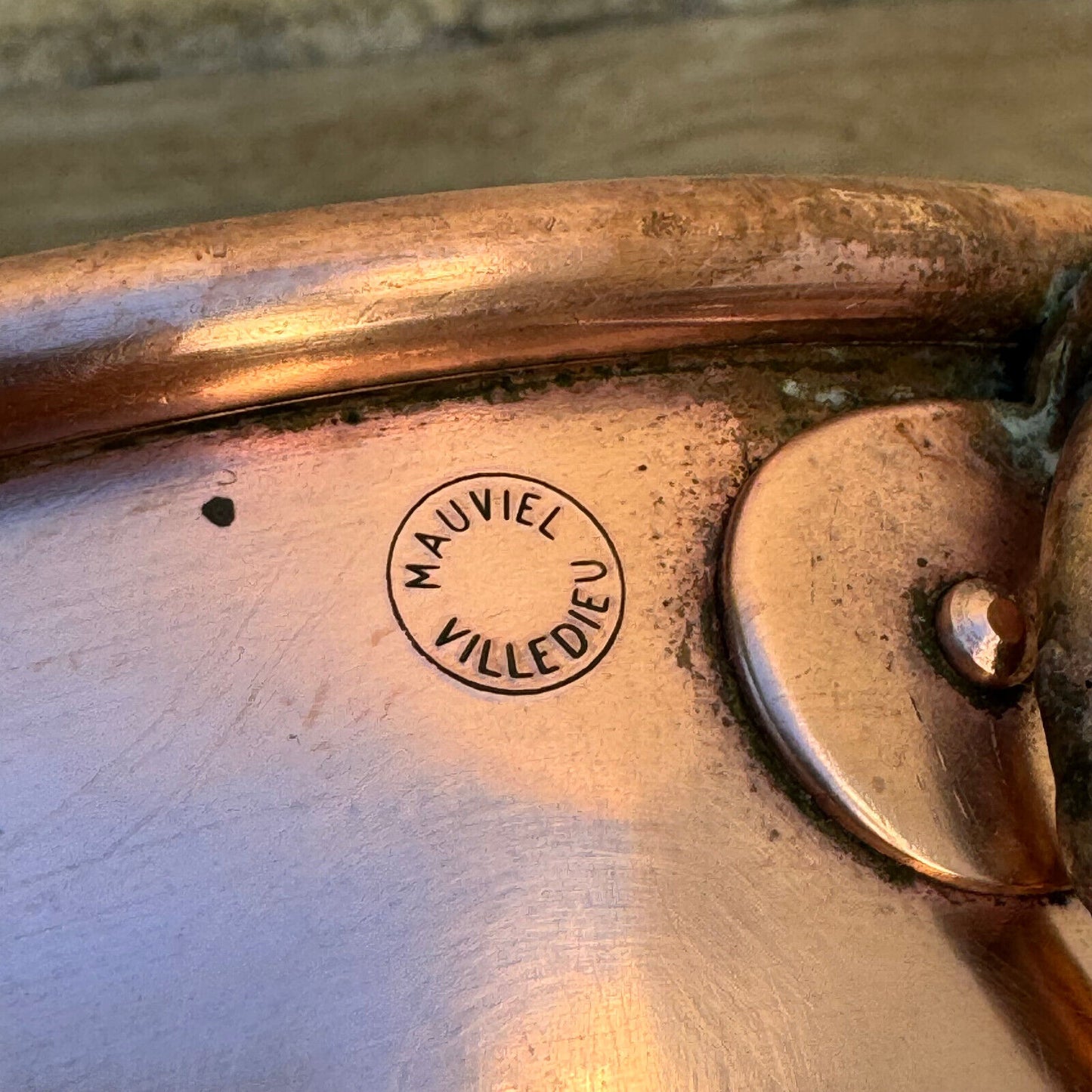 Antique Copper French Mixing Bowl Cul de Poule MAUVIEL FRANCE VILLEDIEU 1206249 - Fleamarketfrance