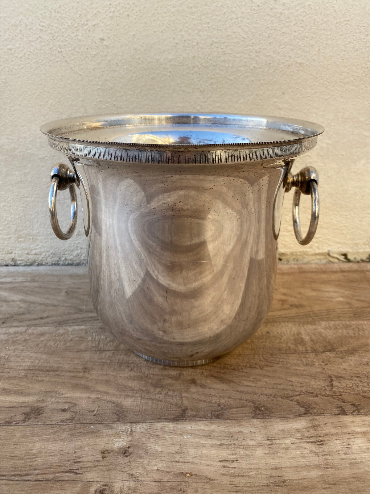 French Silver Plated Champagne Bucket Ring Handles Ice Cooler 03102210 Unbranded
