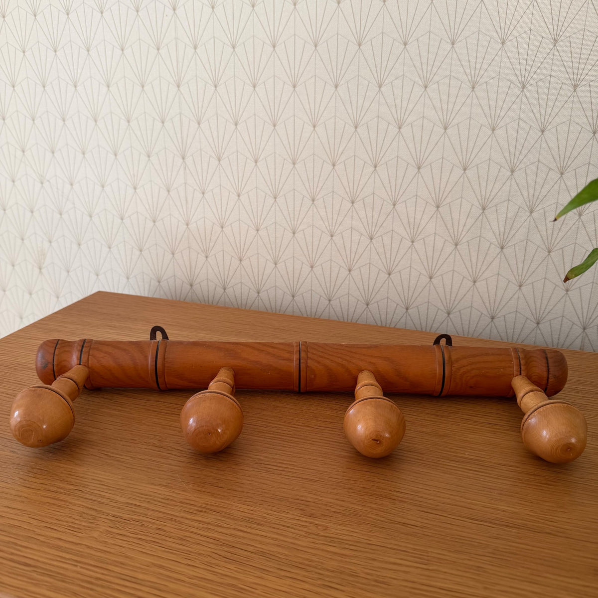 Vintage French Faux Bamboo Wall Coat Rack 4 Pegs Hat Hanger 1708261 Unbranded