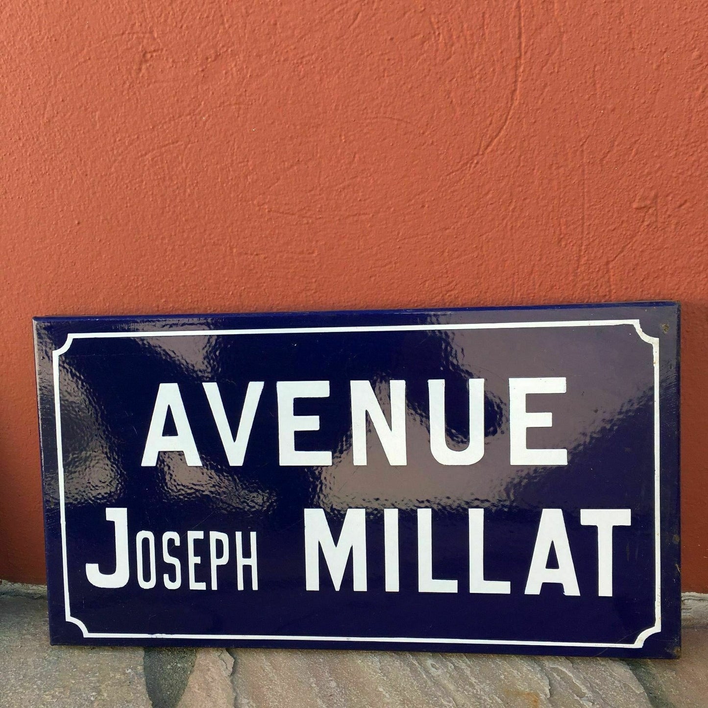 Vintage French Street Sign Avenue Joseph Millat Enamel Plaque millat 3 Fleamarketfrance