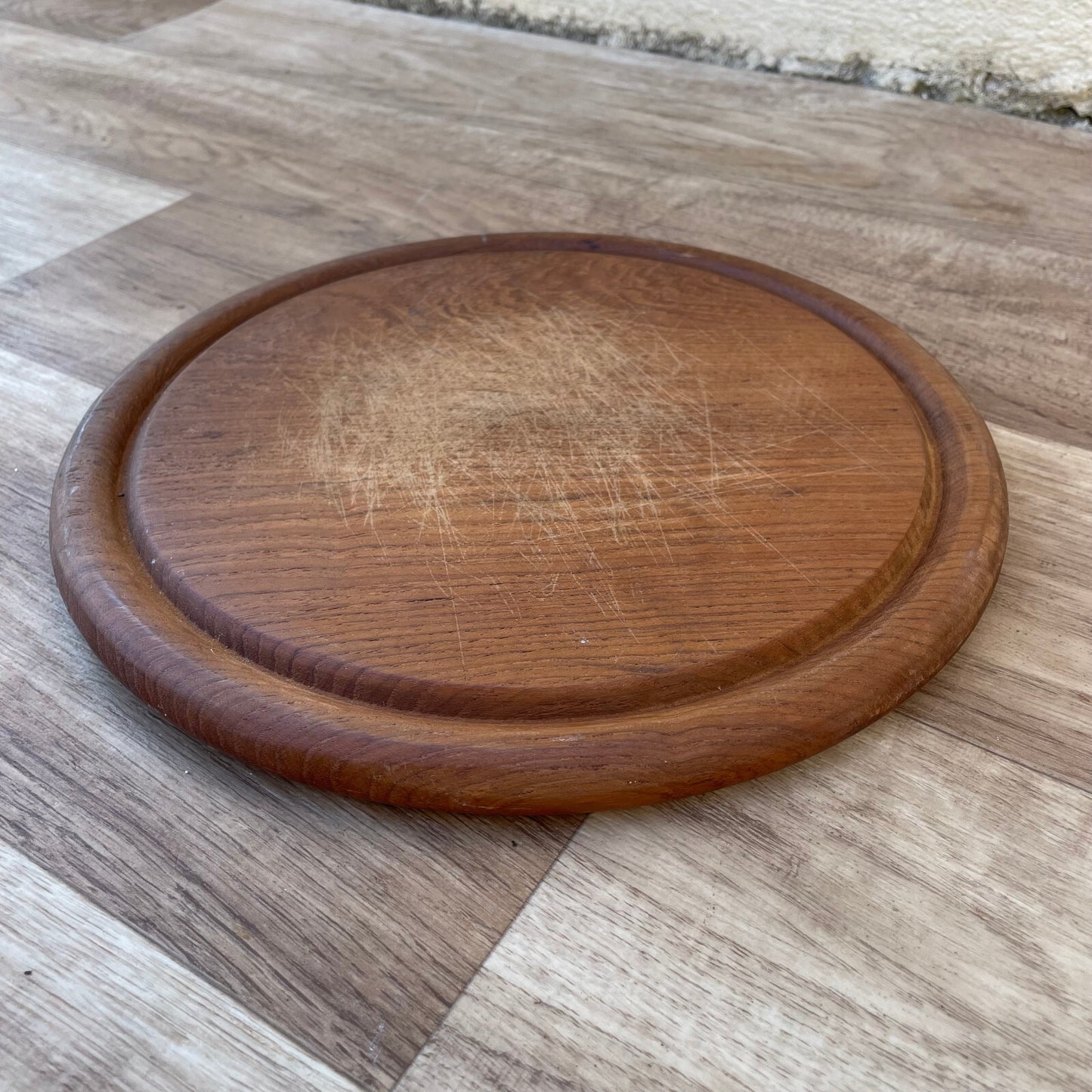Vintage French Wooden Cutting Board Round Kitchen Chopping Block 2210249 Antique