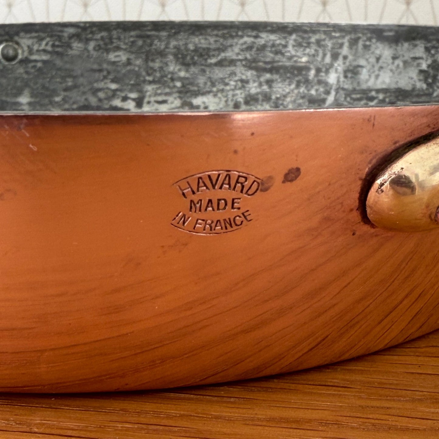Vintage French round au Gratin pan lined copper 9 1/2" HAVARD 111258