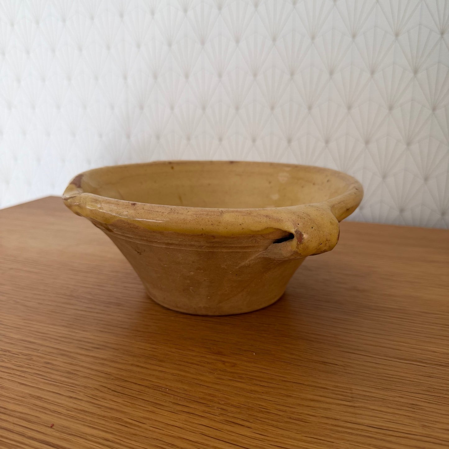 VINTAGE FRENCH GLAZED YELLOW MIXING BOWL TERRINE TIAN 8 1/2" 2210253