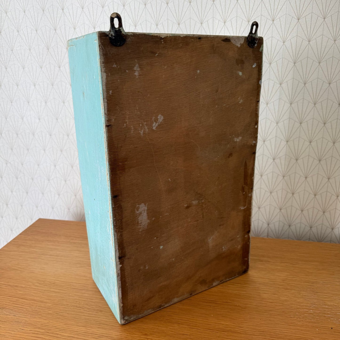 Vintage French Wall Wooden Blue Shelf Medecine Cabinet Farm Patina 0407257 Unbranded
