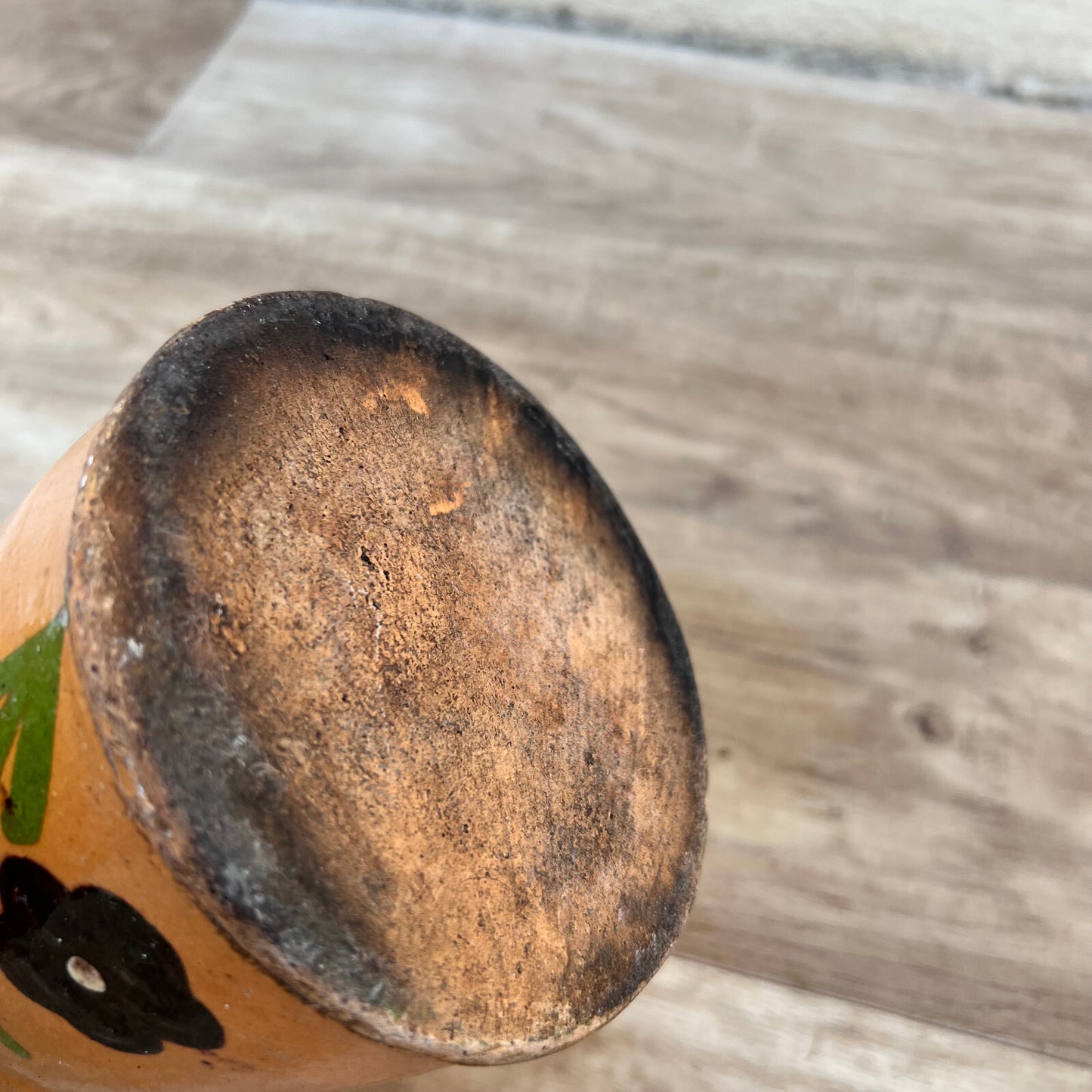 French Pottery Milk Jug Handmade Antique Savoie Terracotta Floral 2905248 Unmarked