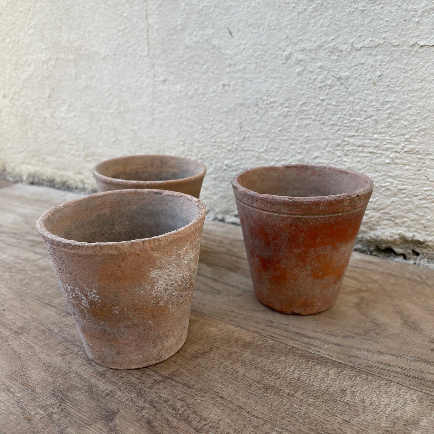 Vintage French Lot of 3 Terracotta Pots Planter Flowers 2504251 Fleamarketfrance