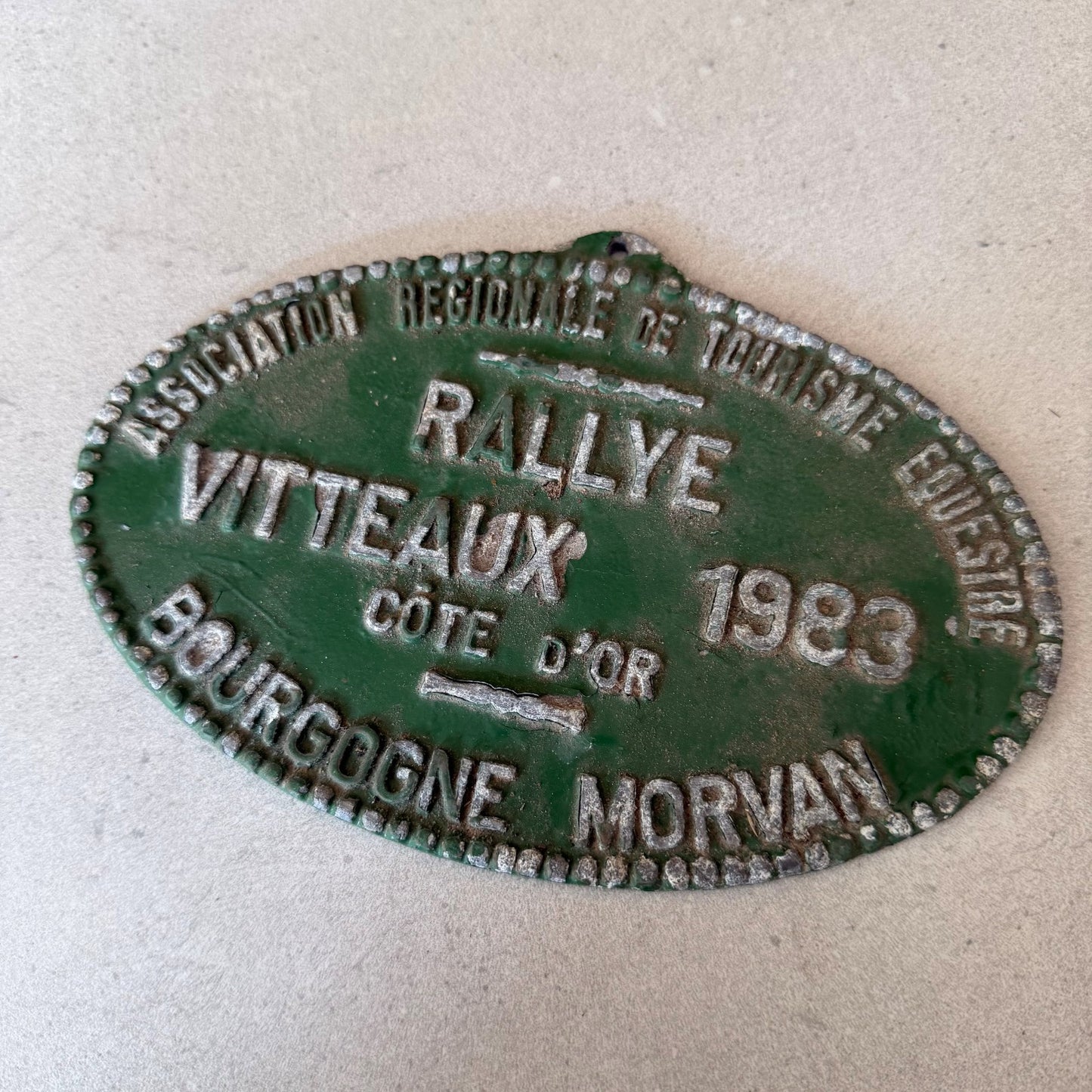 French Vintage Rally Plaque Vitteaux Bourgogne 1983 Green Enamel 08022620 Fleamarketfrance