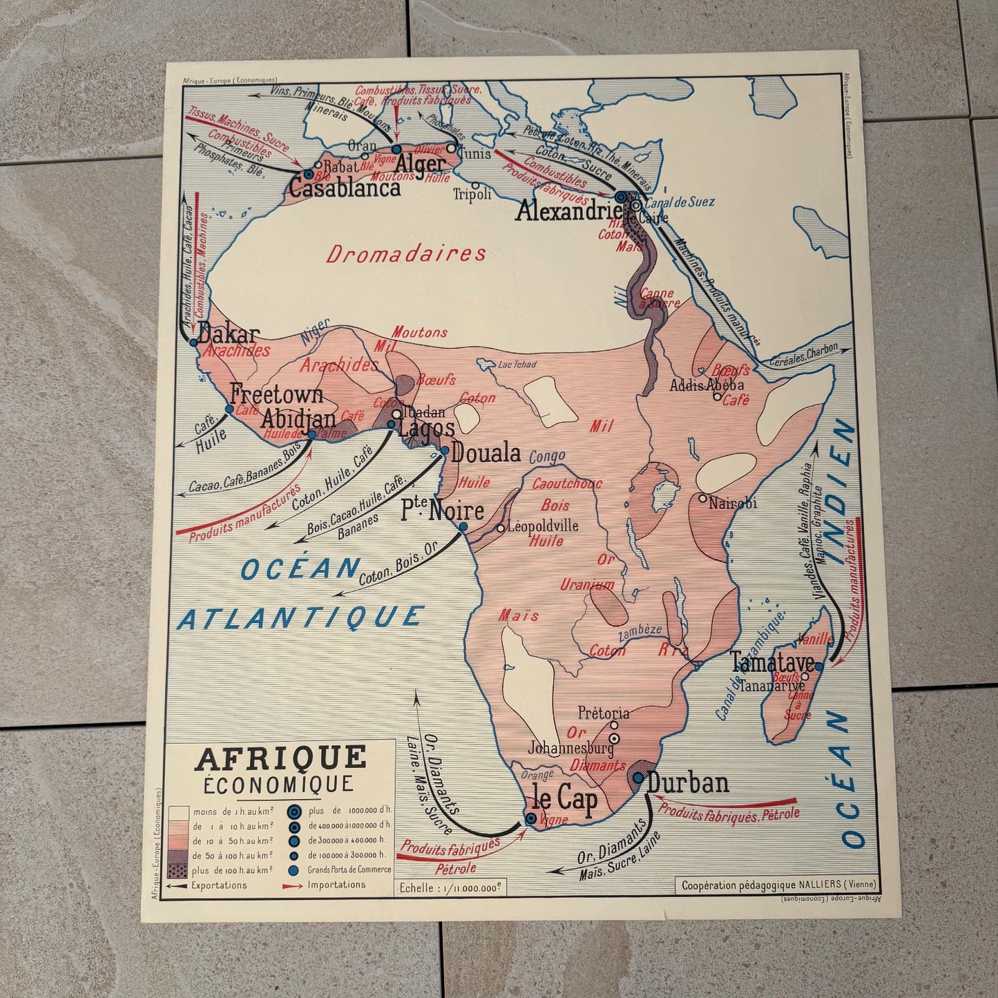 French Vintage Educational Economic Map Poster Europe Africa 20082620 Fleamarketfrance