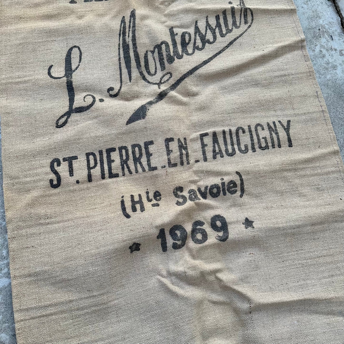 Vintage French Flour Sack Linen Grain Bag Montessus Faucigny 1710242 Unbranded