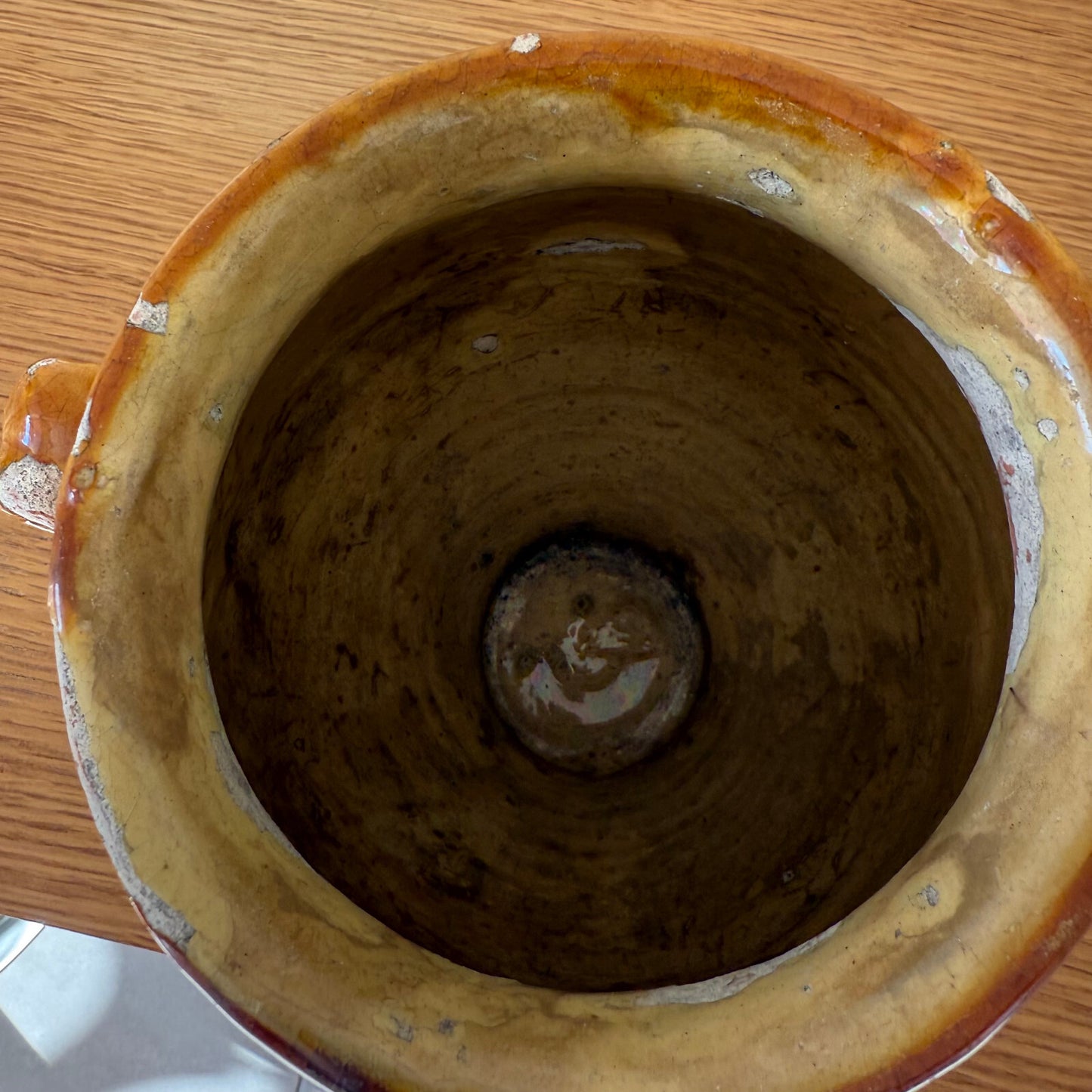 French Confit Pot Antique Terra Cotta Pottery Vase 11" Glazed 0902257 Unmarked