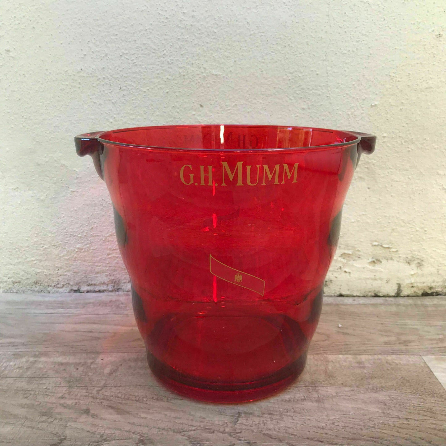 Vintage Mumm Champagne Ice Bucket Red Glass French Cooler 2108221 G.H.MUMM
