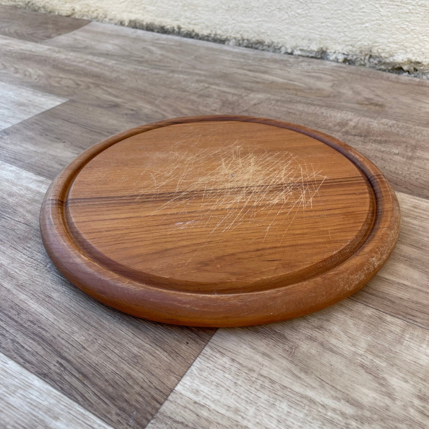 French Wooden Cutting Board Vintage Kitchen Round Wood Bread Board 22102411 Antique
