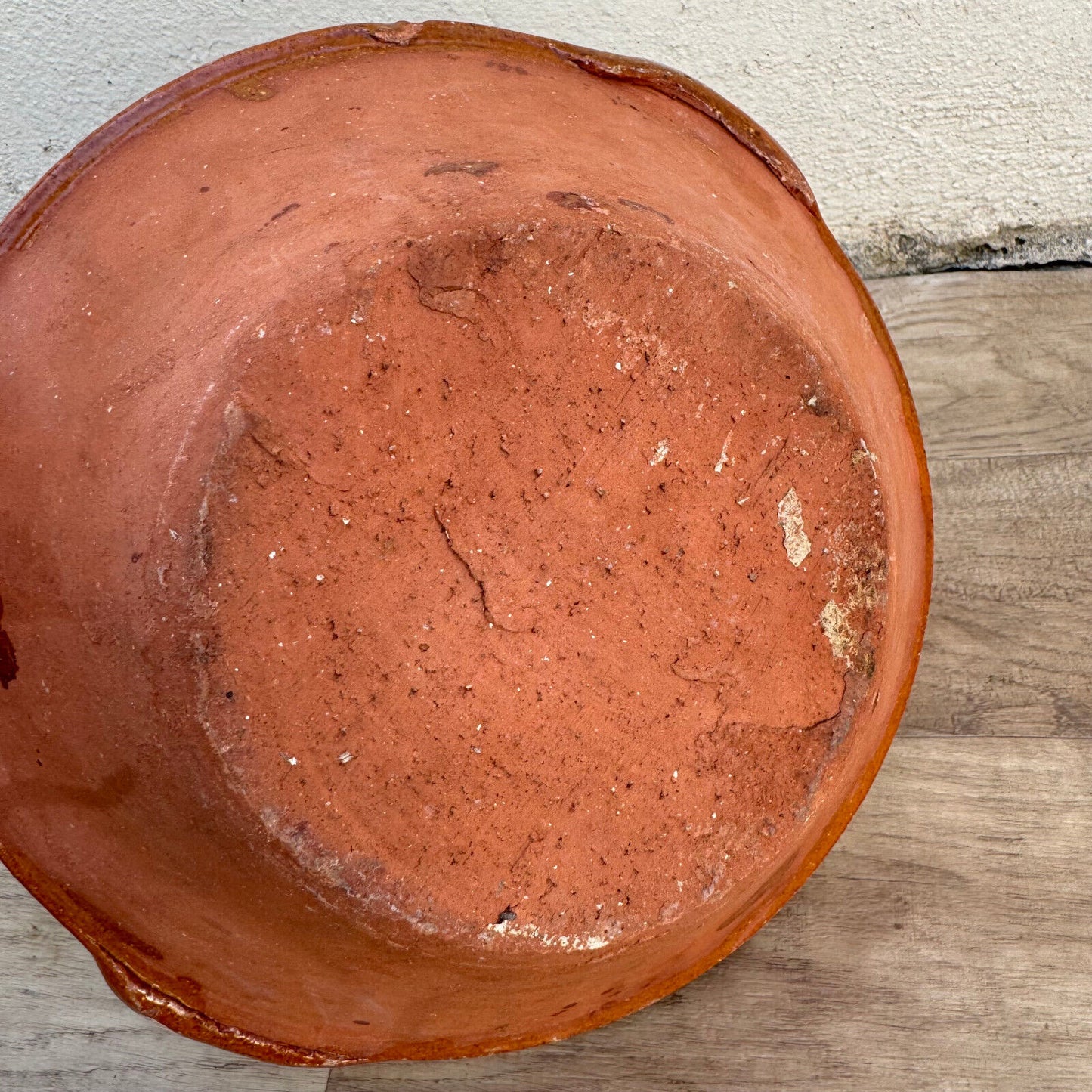 VINTAGE FRENCH GLAZED TERRACOTTA SALAD MIXING BOWL TERRINE TIAN 10 1/2" 2107245 - Fleamarketfrance