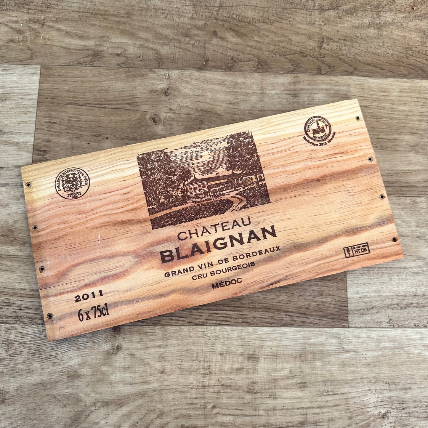 French Wine Crate Panel Chateau Blaignan Bordeaux Medoc Wood Decor 10022439 Unbranded