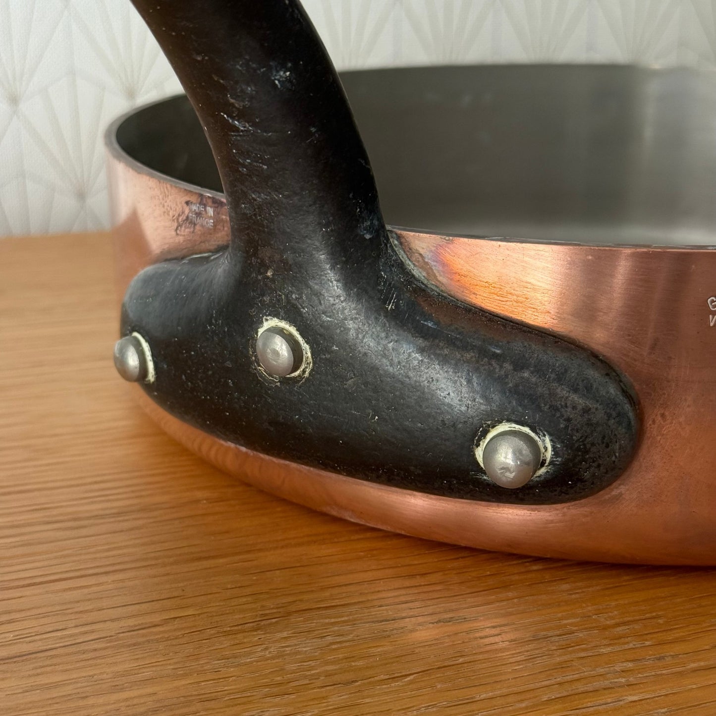 HEAVY 3mm 4.6kg FRENCH Sauteuse pan culinair French COPPER VILLEDIEU 0809256