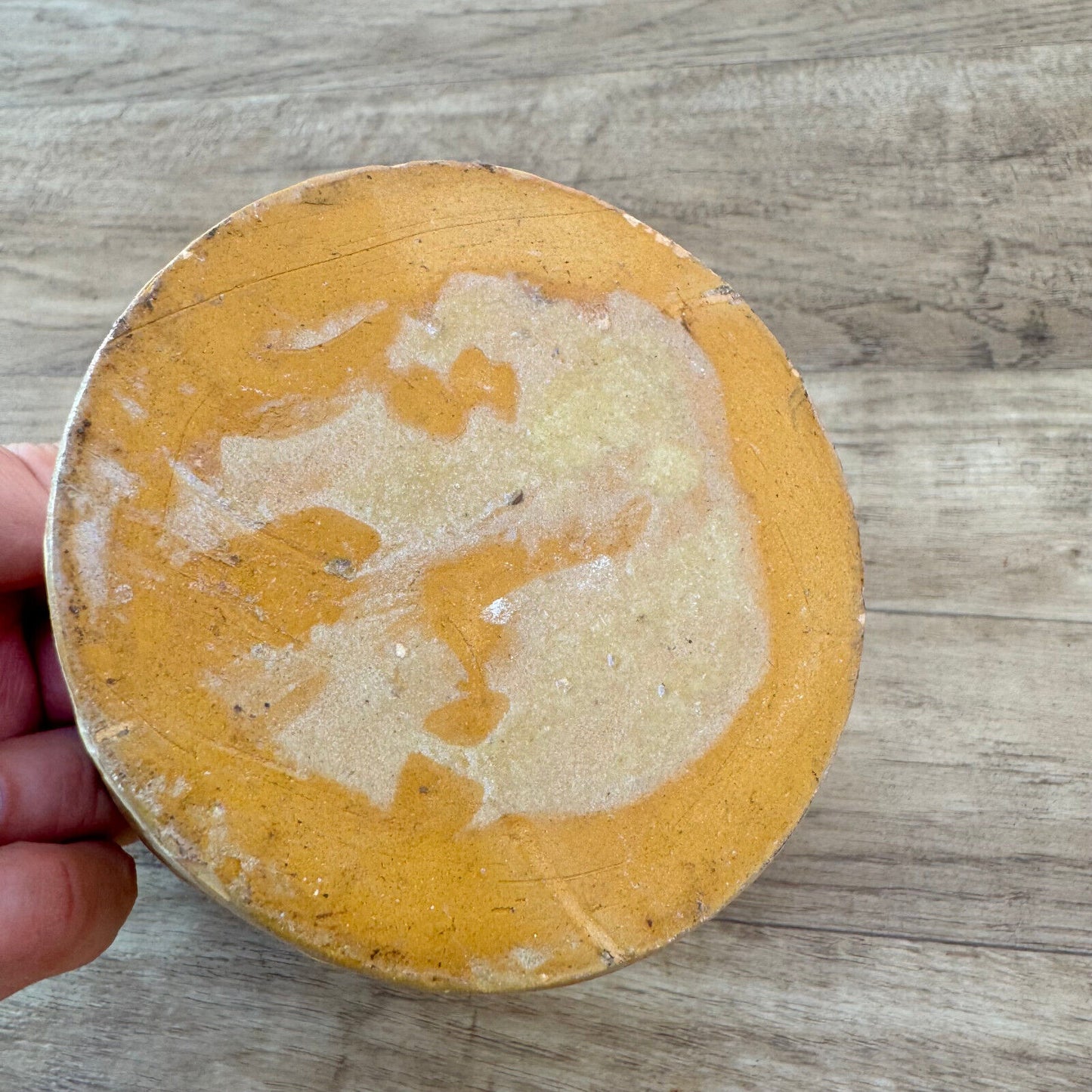 HANDMADE GLAZED YELLOW ANTIQUE FRENCH JAM CONFIT POT TERRACOTTA 0410236 - Fleamarketfrance