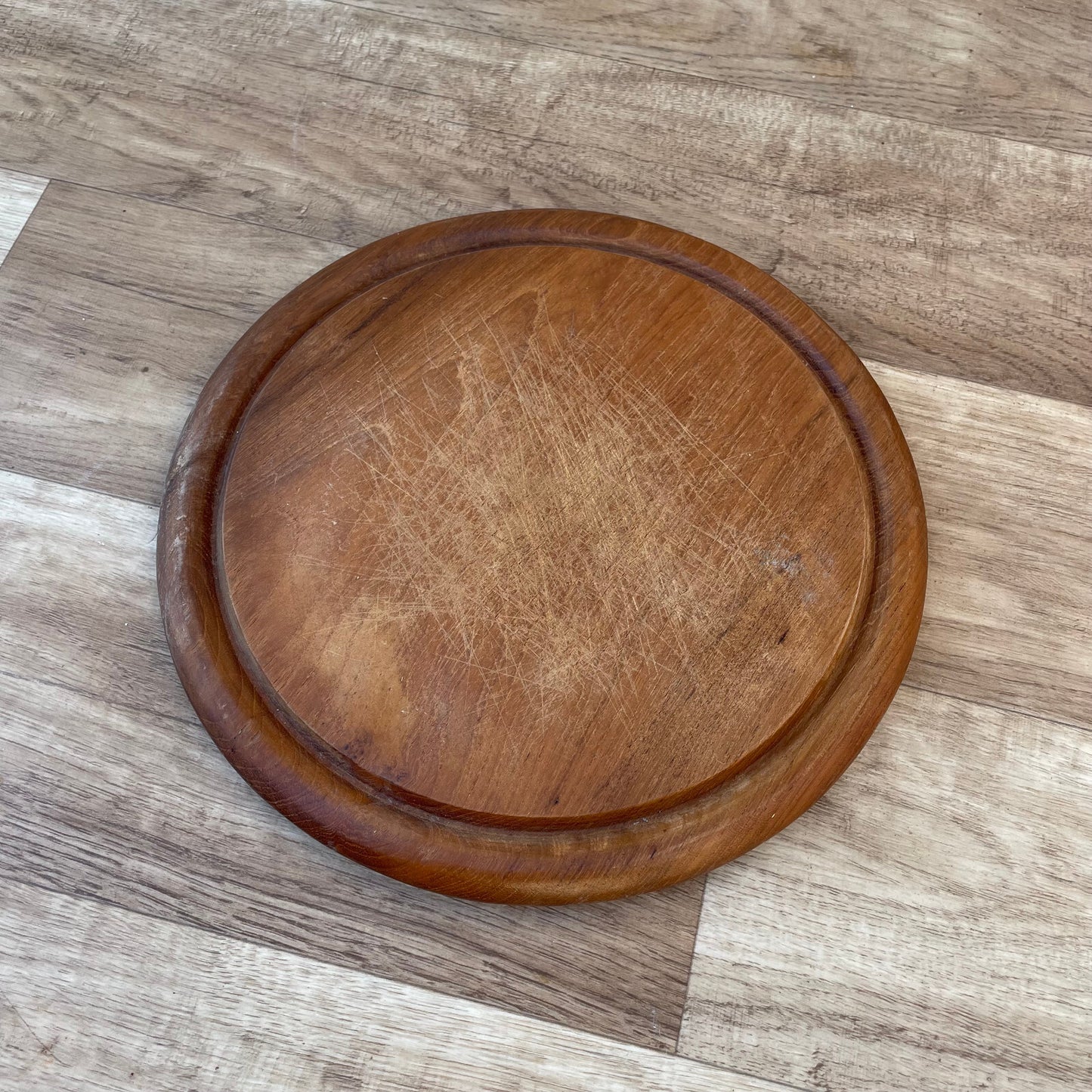 Vintage French Wooden Cutting Board Round Kitchen Breadboard 22102410 Antique