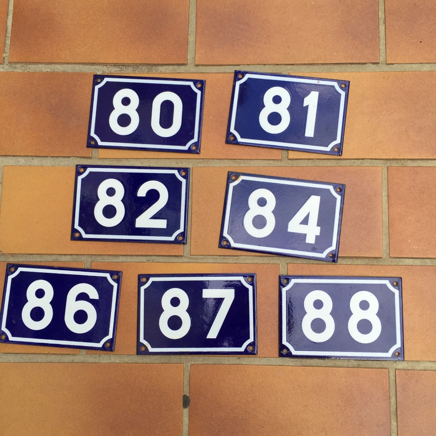 French Enamel House Numbers Blue White Metal Street Door Number Vintage 88 Unbranded