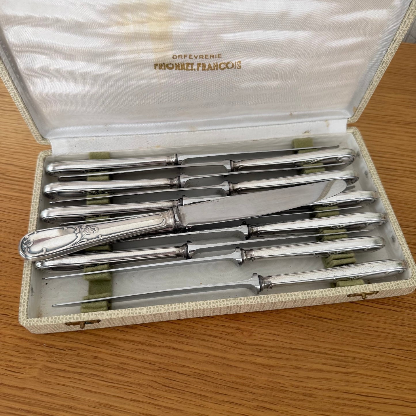 12 Vintage French Frionnet François silver plated knives 0910254