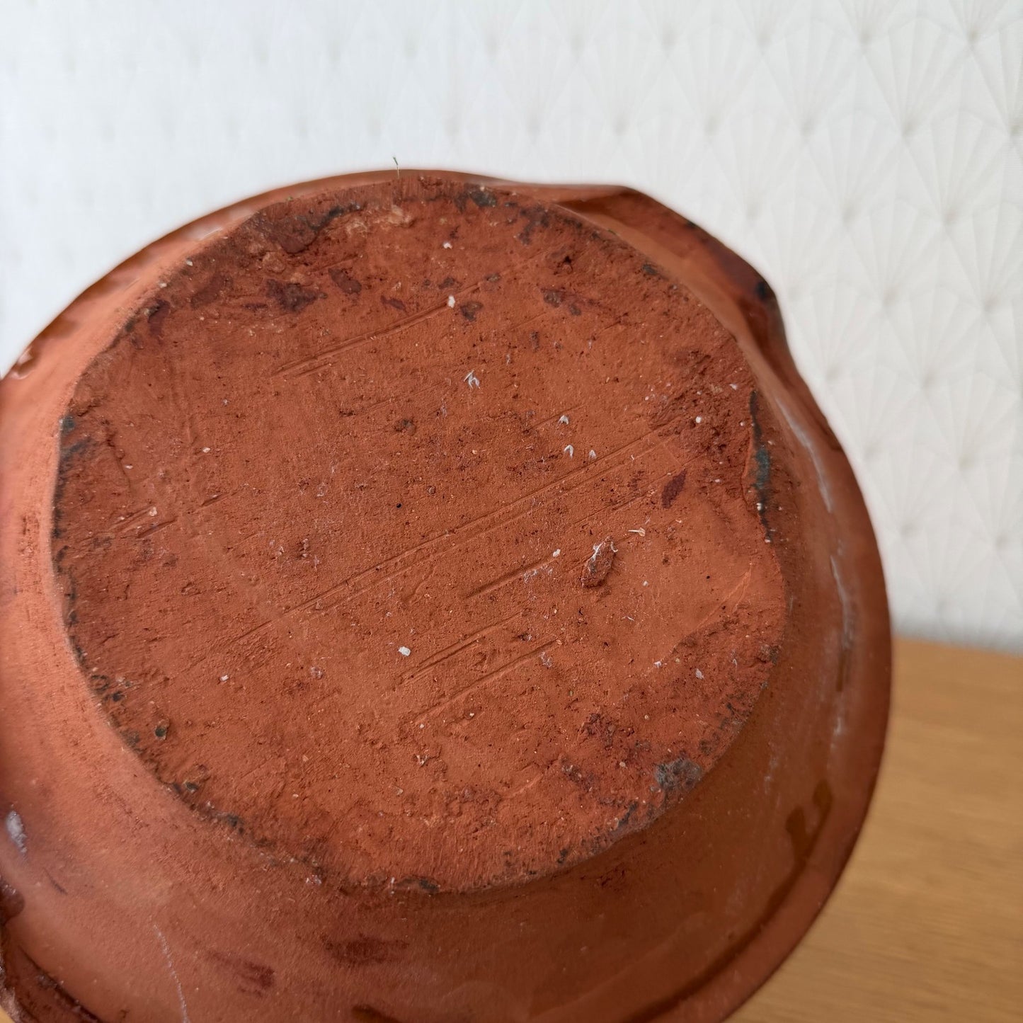 Vintage French Terracotta Bowl Glazed Rustic Pottery Mixing Tian 2505264 Fleamarketfrance