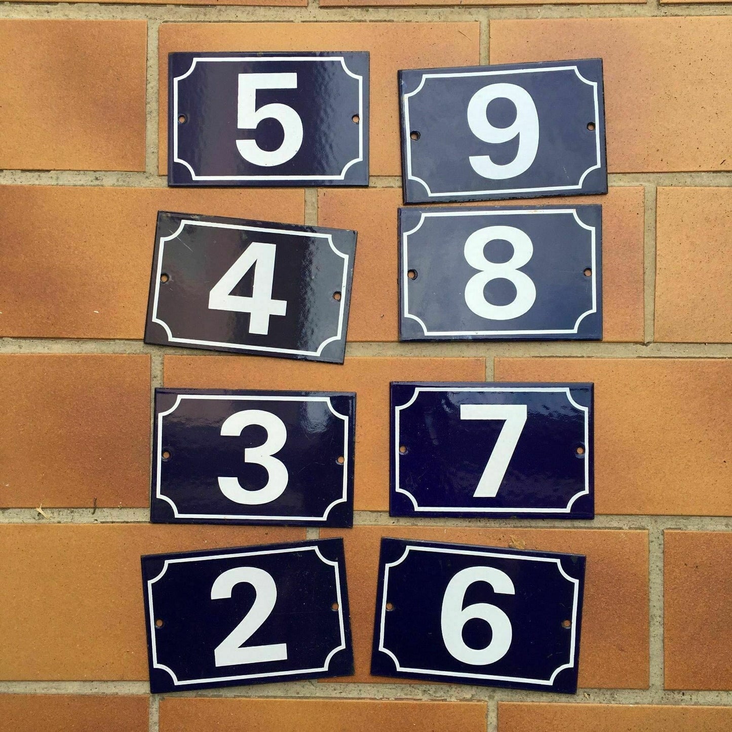 French Enamel House Numbers Blue Metal Street Door Signs 10x15cm 2-9 Unbranded