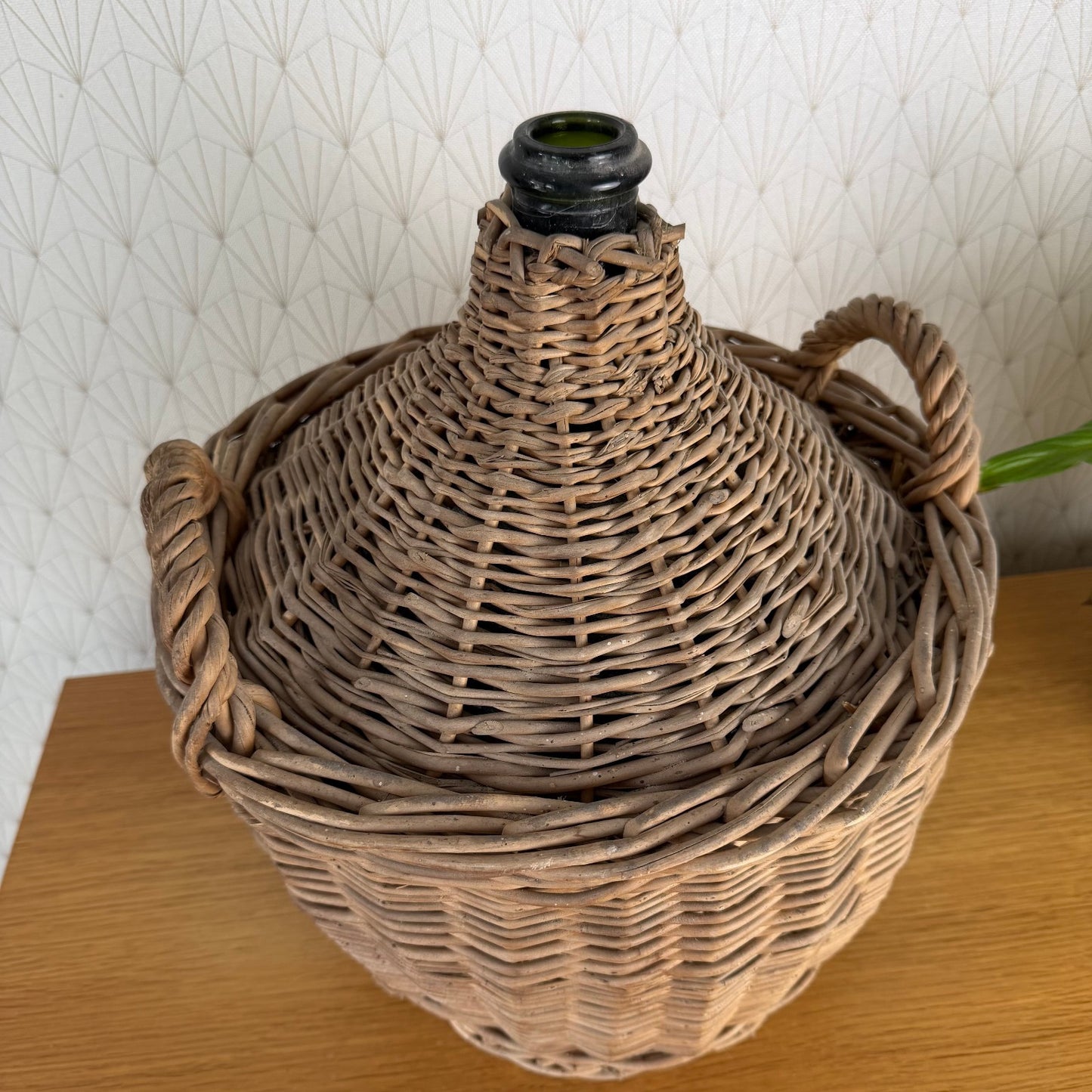 Old French Green Dame Jeanne Demi John Carboy Bottle bonbonne whicker 2910251