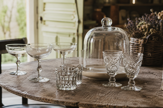 French Vintage Glassware & Crystal: Champagne Coupes, Absinthe Glasses & Bistro Barware