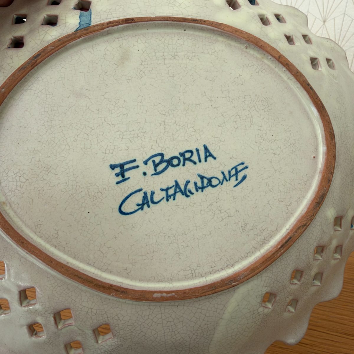 Italian Caltagirone Reticulated Pierced Ceramic Basket Dish F Boria 20102618 Fleamarketfrance