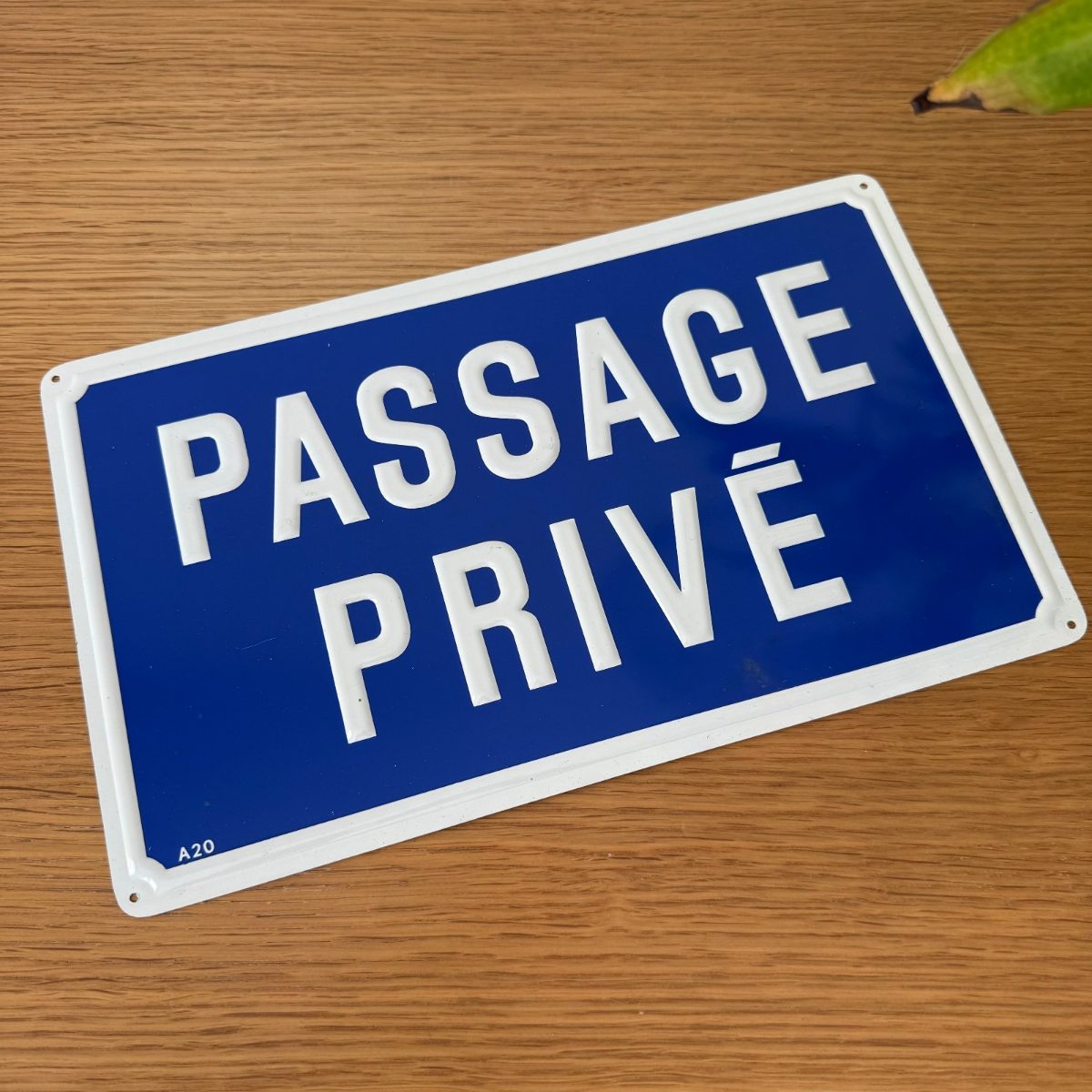Vintage French Street Sign PASSAGE PRIVE Blue Enamel Metal Plaque 0608255 Fleamarketfrance