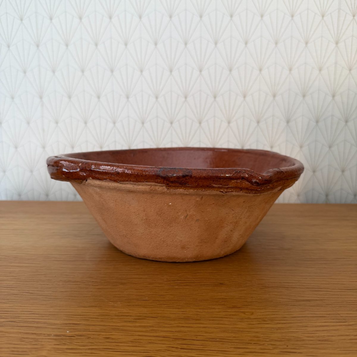 Antique French Terracotta Bowl Red Glaze Rustic Pottery 26102612 Fleamarketfrance
