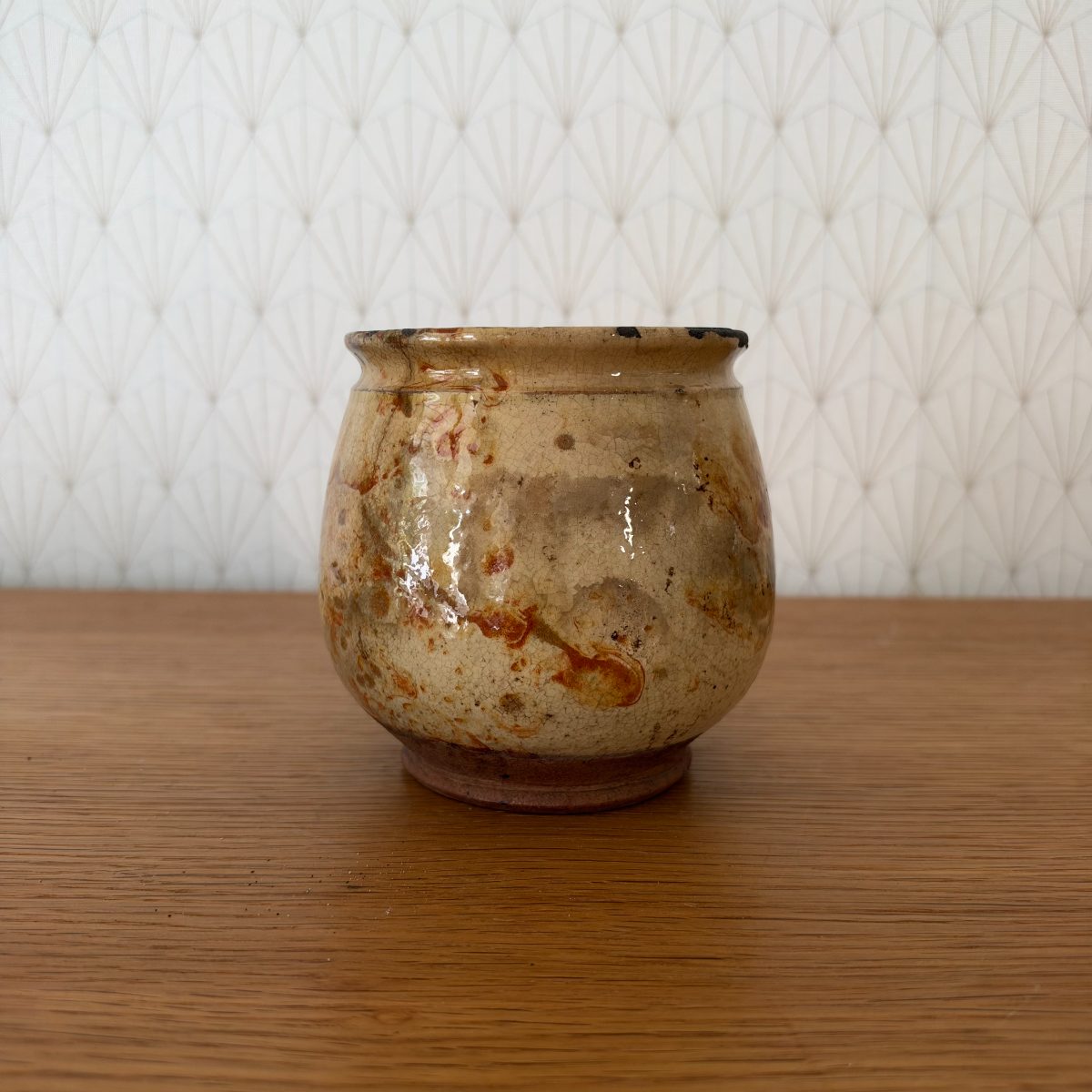 French Rustic Glazed Stoneware Pot Vintage Studio Pottery Vase 07102619 Fleamarketfrance
