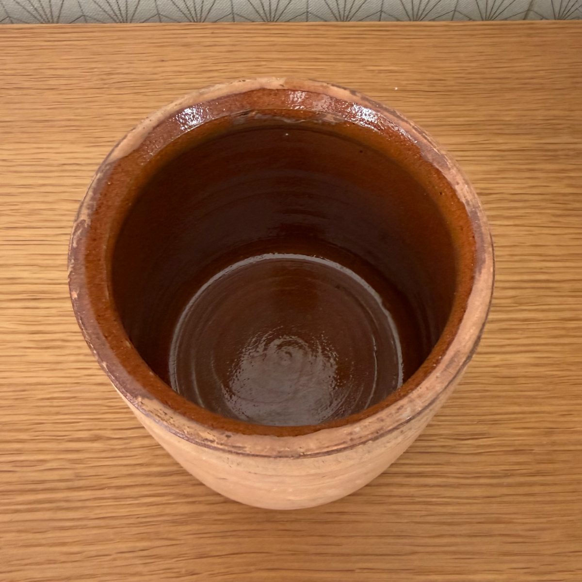 French Antique Terracotta Confit Pot Brown Glaze Interior Farmhouse 14102619 Fleamarketfrance