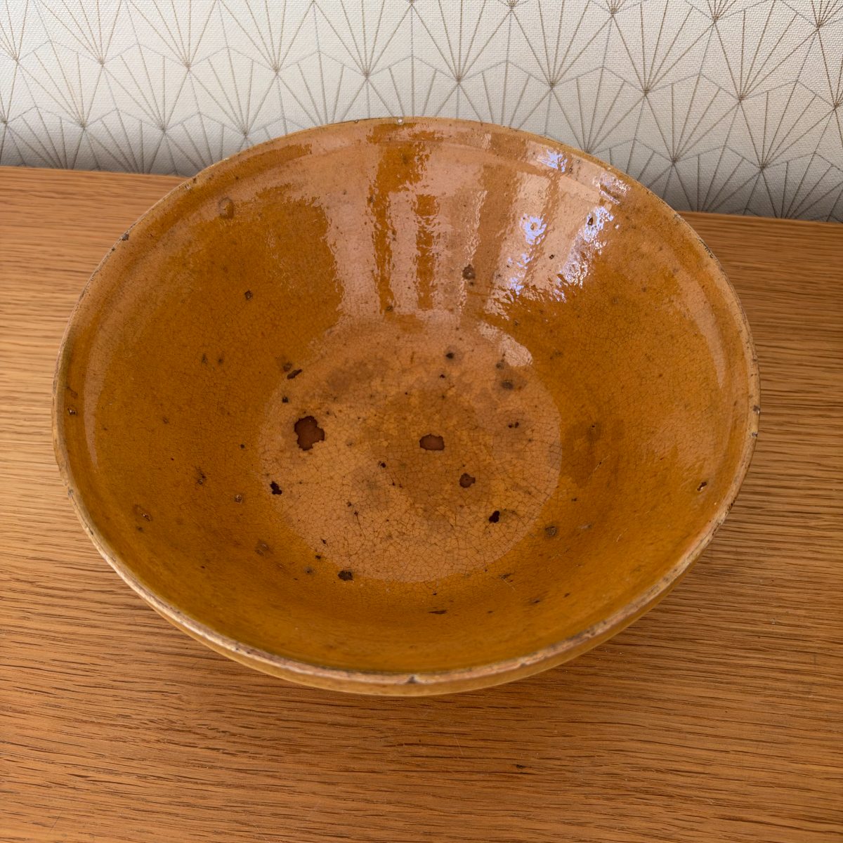 Antique French Terracotta Tian Bowl Amber Glazed Earthenware Provence 2910266 Fleamarketfrance