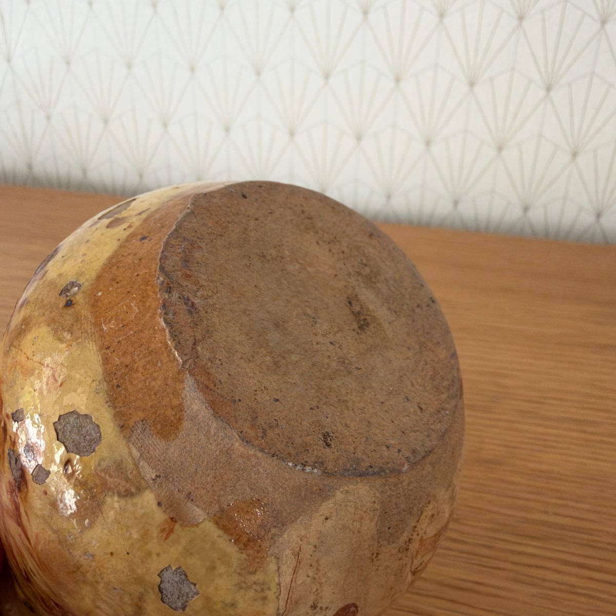 Antique French Glazed Terracotta Jar Marbled Slip Farmhouse Pottery 07102611 Fleamarketfrance
