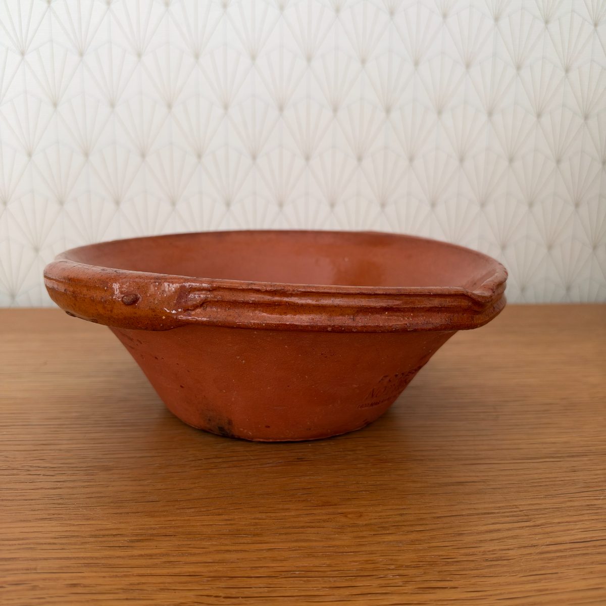Antique French Terracotta Pottery Bowl Poterie Not Freres Saintes 07102621 Fleamarketfrance