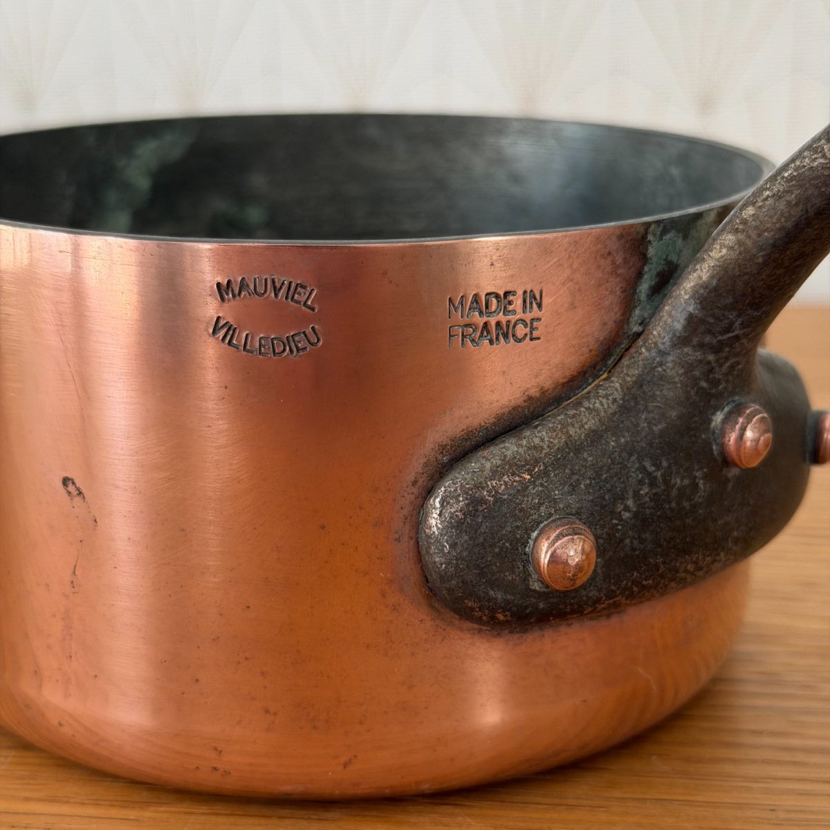 French Copper Saucepan Mauviel Villedieu Cast Iron Handle Tin Lined 1410264 Fleamarketfrance