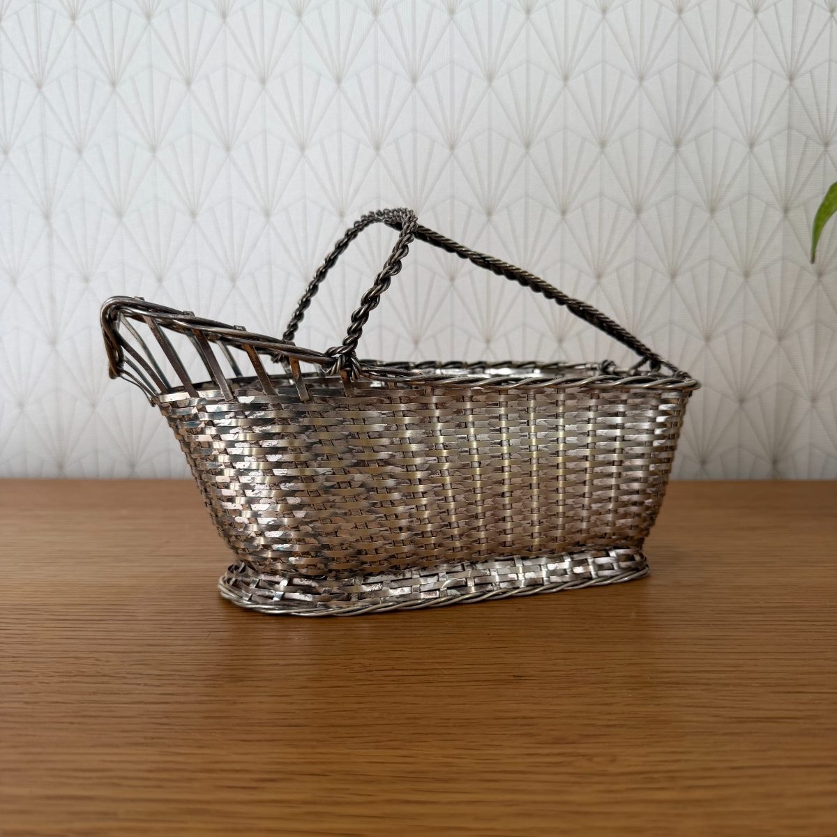 French Silver Plated Woven Wire Bottle Basket Gallia Christofle 14102613 Fleamarketfrance