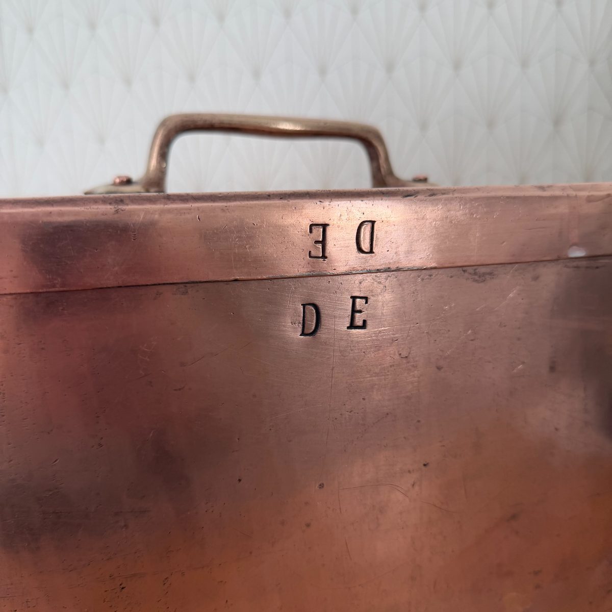 Antique French Copper Oval Cocotte Pot Dehillerin Paris Brass Handles 14102615 Fleamarketfrance